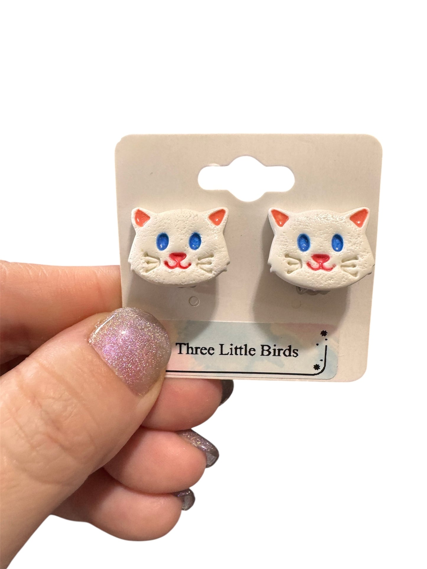 White Cat Clip Ons