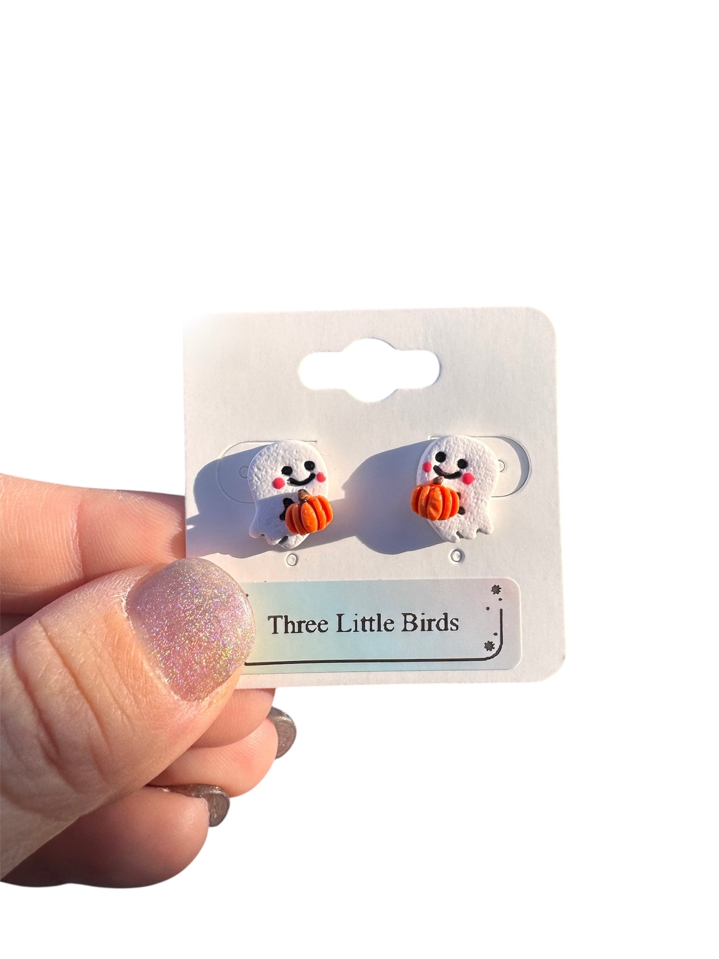 Pumpkin Ghost Studs