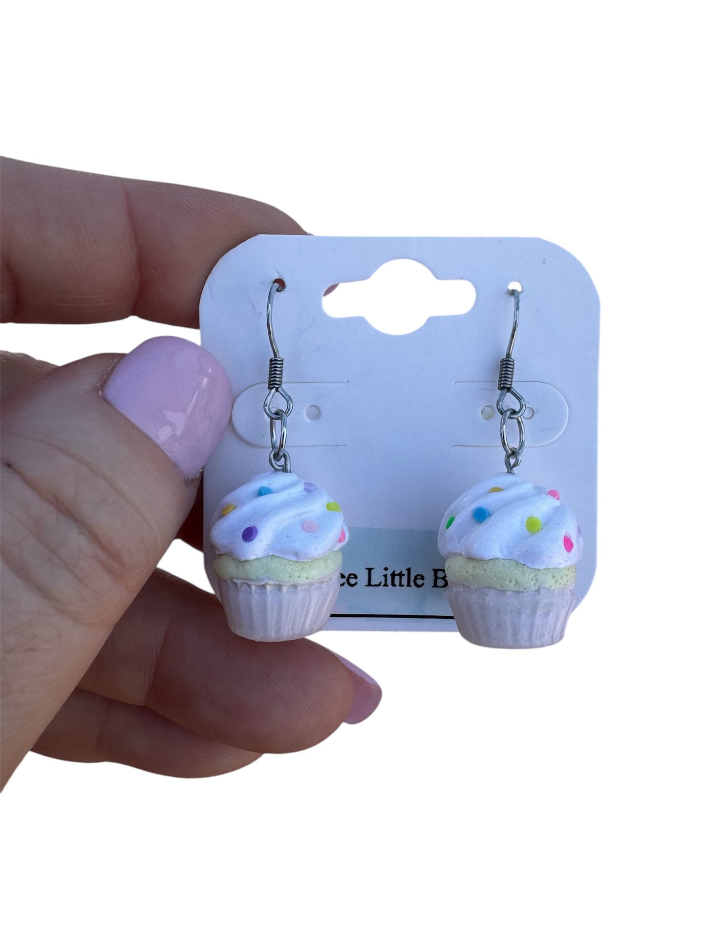 Vanilla Sprinkle Cupcake Dangles