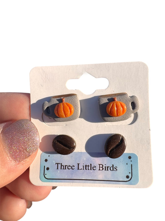 Pumpkin Spice and Coffee Bean Studs