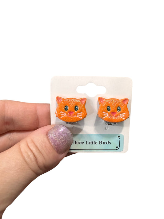Orange Cat Clip Ons