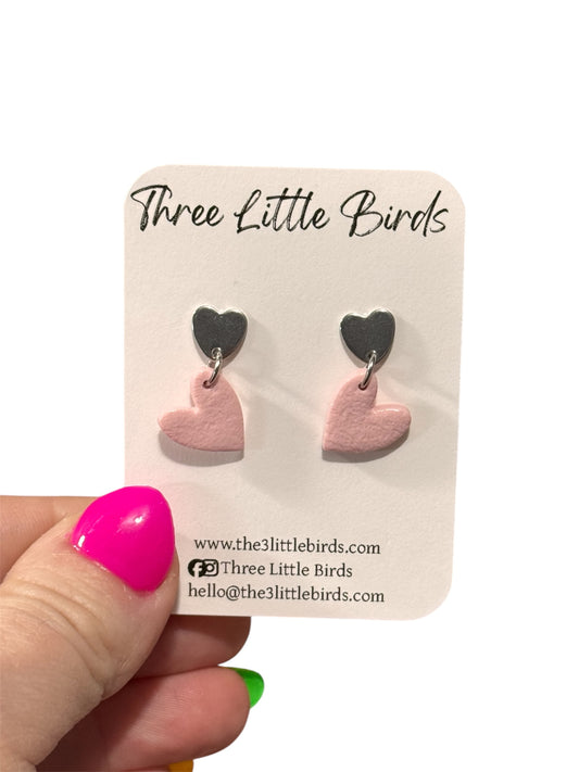 Pink Heart Studs