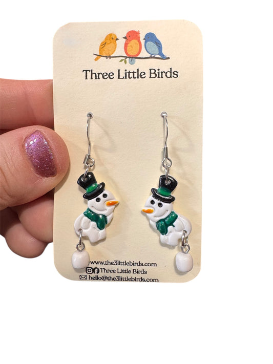 Green Pooping Snowman Dangles