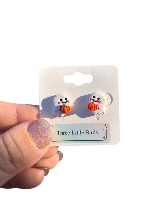 Pumpkin Ghost Studs