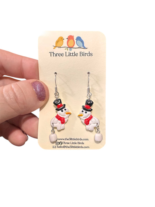Red Pooping Snowman Dangles