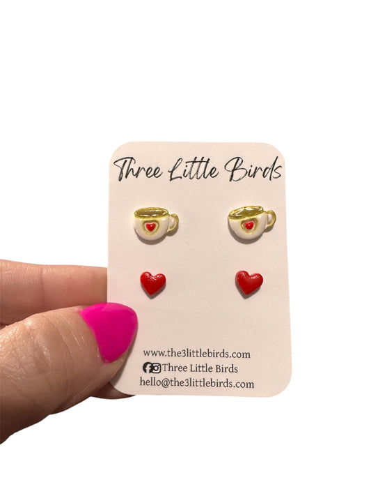 Tea and Heart Studs