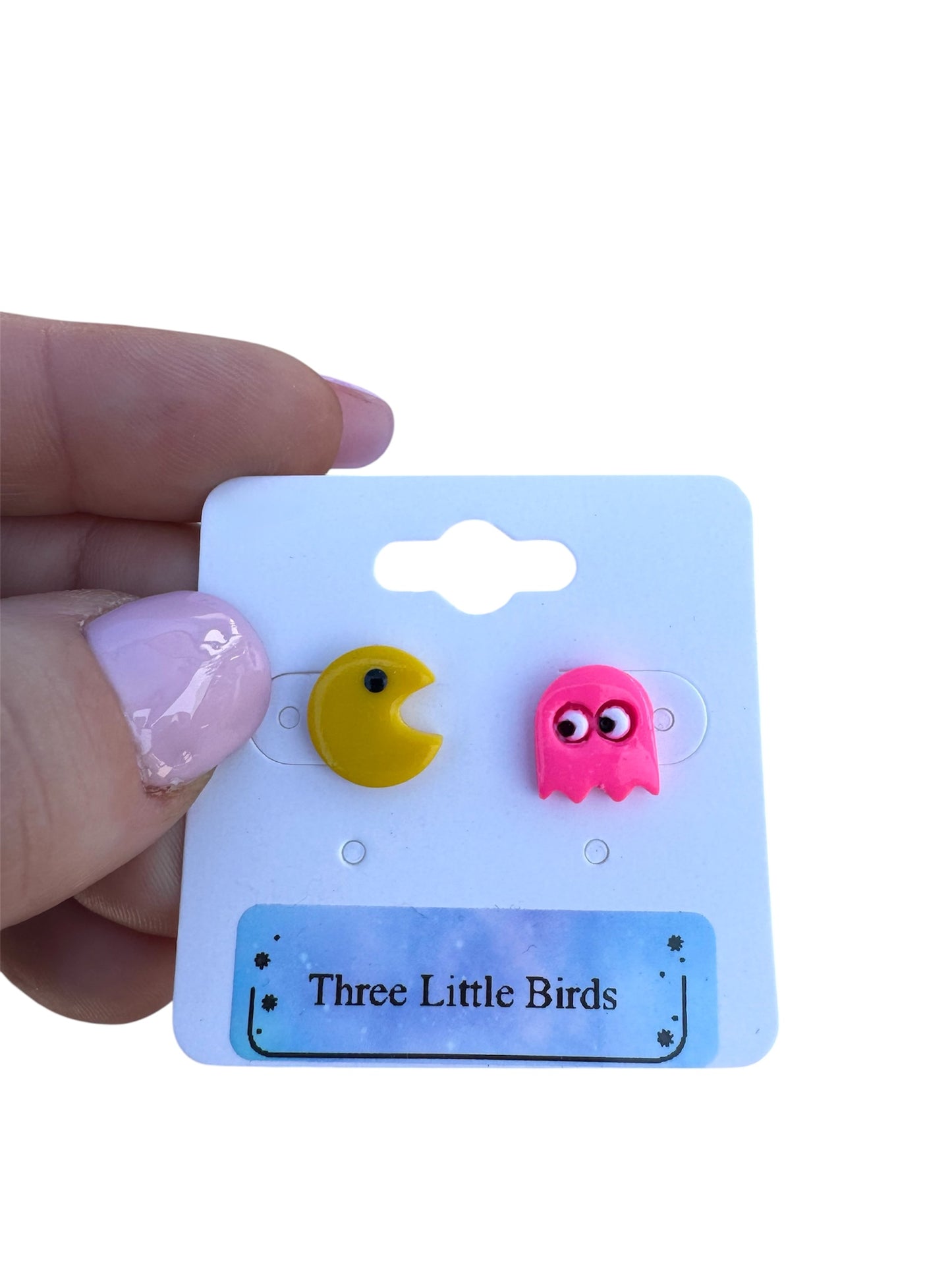 Pac Man and Ghost Studs